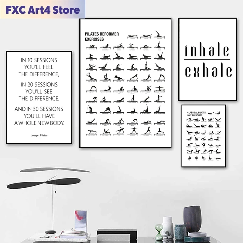 Health Wellness Fitness - Poster Senza Cornice per Allenamento Pilates,